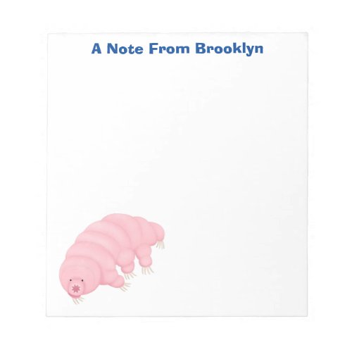 Cute pink tardigrade water bear cartoon notepad