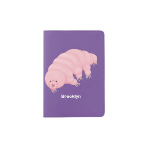 Cute pink tardigrade water bear cartoon passport holder