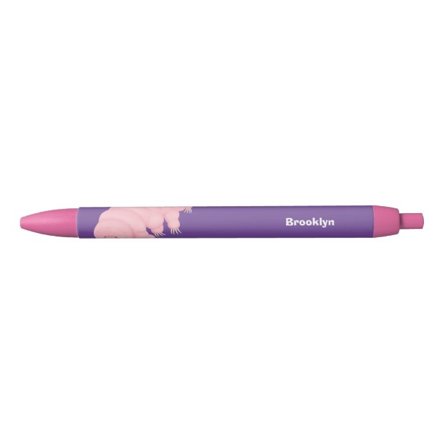 Cute pink tardigrade water bear cartoon pen (Front)
