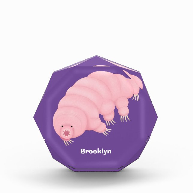 Cute pink tardigrade water bear cartoon  photo block (Front)