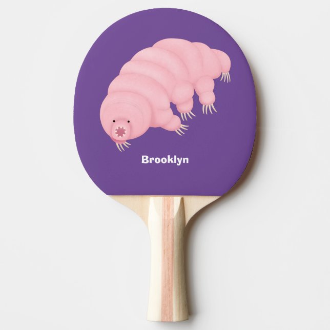 Cute pink tardigrade water bear cartoon ping pong paddle (Front)