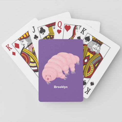Cute pink tardigrade water bear cartoon poker cards