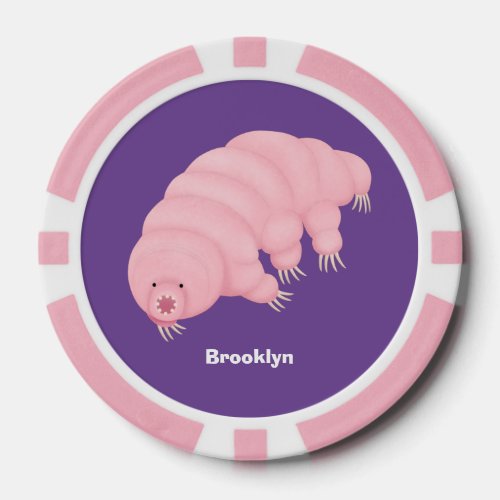 Cute pink tardigrade water bear cartoon  poker chips