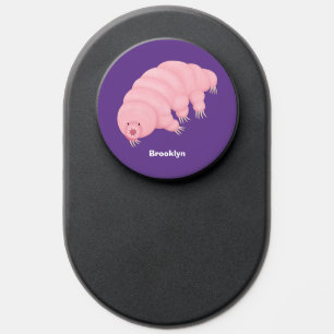 Cute pink tardigrade water bear cartoon PopSocket
