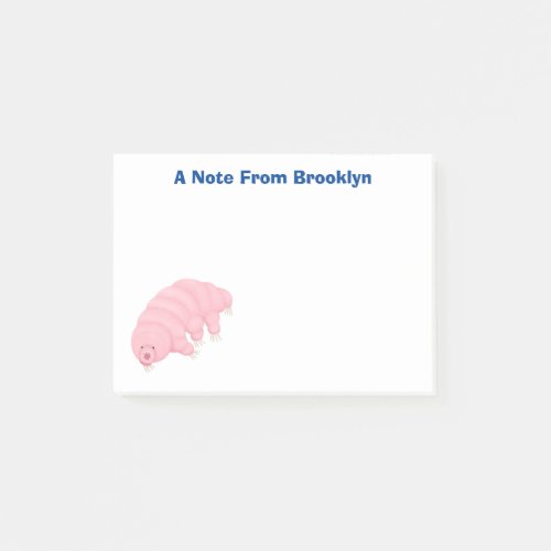 Cute pink tardigrade water bear cartoon post_it notes