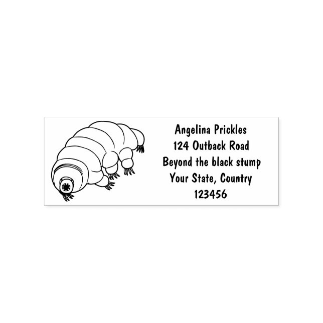 Cute pink tardigrade water bear cartoon rubber stamp (Imprint)