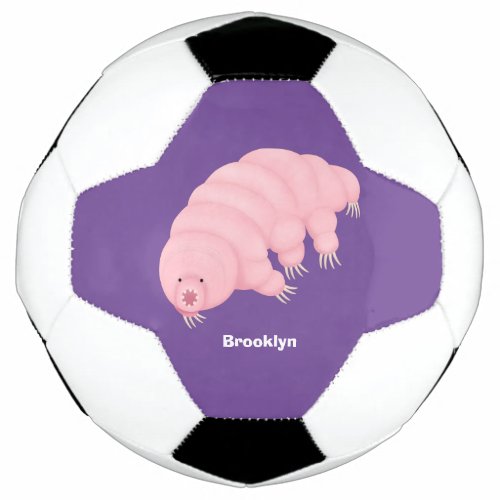 Cute pink tardigrade water bear cartoon soccer ball