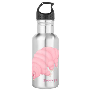 Cute pink tardigrade water bear cartoon  stainless steel water bottle