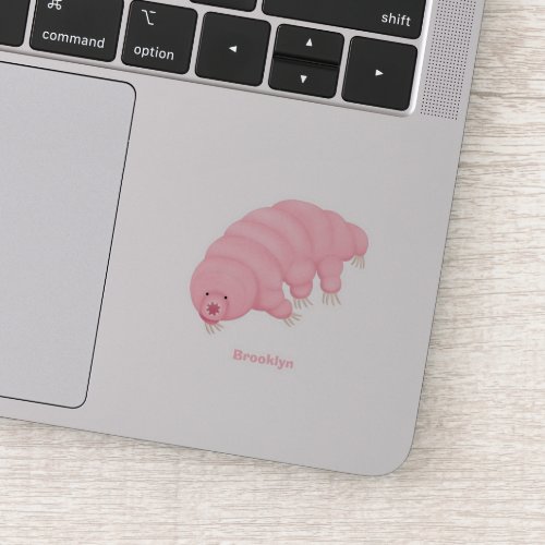 Cute pink tardigrade water bear cartoon sticker