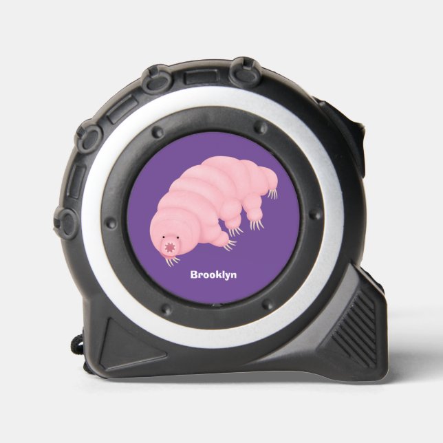 Cute pink tardigrade water bear cartoon  tape measure (Front)