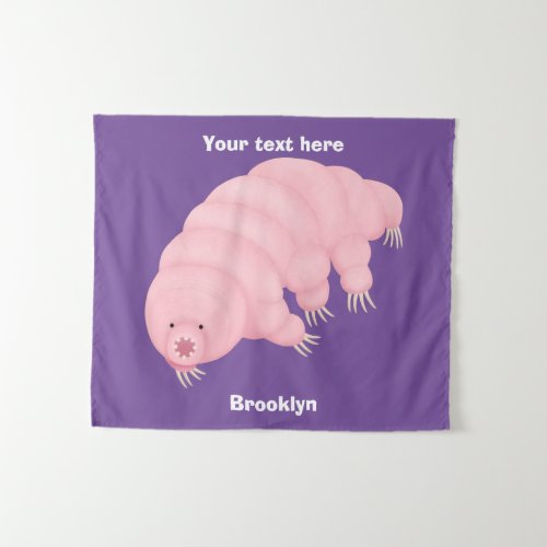 Cute pink tardigrade water bear cartoon tapestry