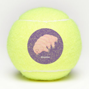 Cute pink tardigrade water bear cartoon tennis balls