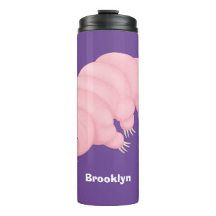 Cute pink tardigrade water bear cartoon thermal tumbler