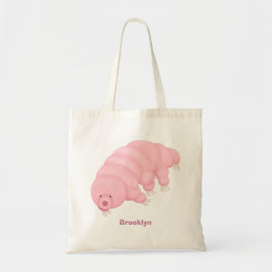 Cute pink tardigrade water bear cartoon  tote bag