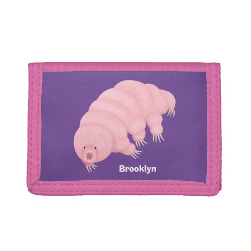Cute pink tardigrade water bear cartoon trifold wallet
