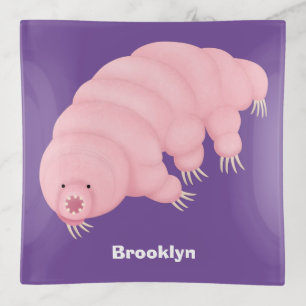 Cute pink tardigrade water bear cartoon trinket tray
