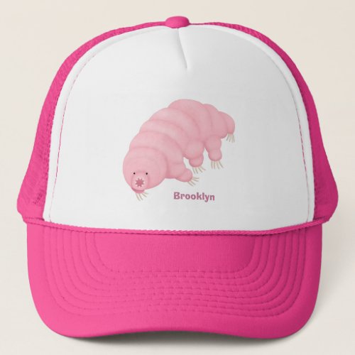 Cute pink tardigrade water bear cartoon  trucker hat