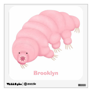 Cute pink tardigrade water bear cartoon  wall decal
