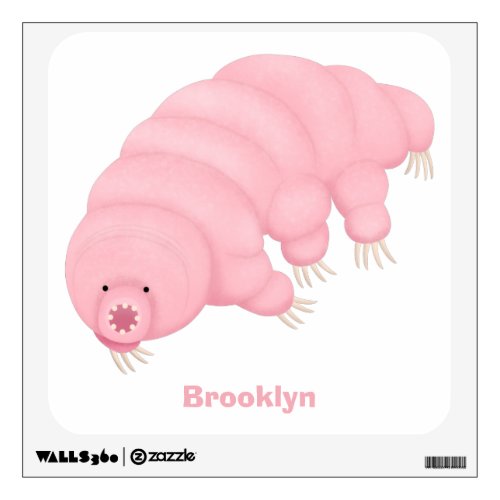 Cute pink tardigrade water bear cartoon  wall decal