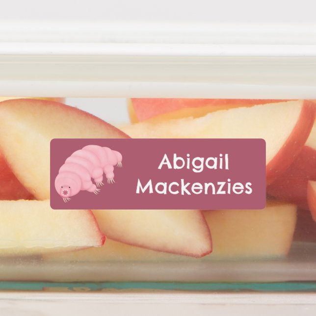 Cute pink tardigrade water bear personalized labels (Affixed)