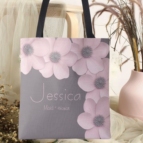 Cute Pink_Taupe Poppies Maid of Honor Tote Bag