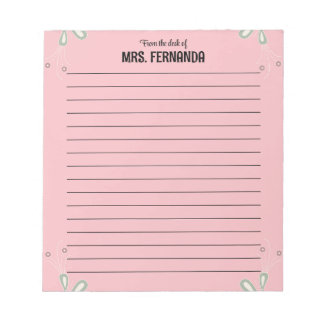 Cute Pink Teacher Lined Paper From The Desk Of Notepad
