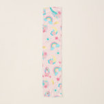 Cute Pink Teal Unicorn Rainbow Floral Stars Scarf<br><div class="desc">This cute and magical pattern is perfect for the fun-spirited and trendy woman or girl. It features hand-drawn illustrations of unicorns, flowers with leaves, rainbows, and shooting stars on top of a simple blush pink background. The design color theme includes bubblegum pink, blush pink, teal green, periwinkle blue, purple, yellow,...</div>