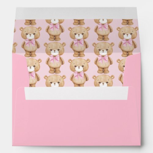 Cute Pink Teddy Bear Baby Girl Shower Birthday Envelope