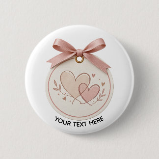 Cute Pink Teddy Bear Custom Name Button Pin