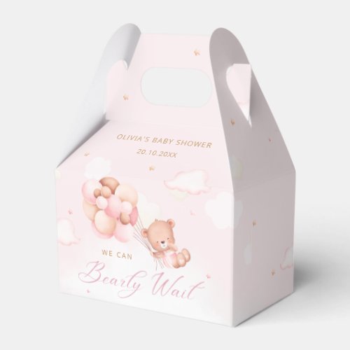 Cute Pink Teddy Bear Girl Baby Shower Thank You  Favor Boxes