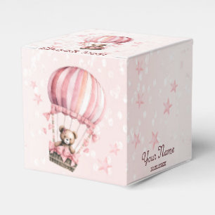 Cute Pink Teddy Bear Hot Air Balloon Party Favor Boxes