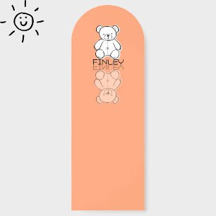 Cute Pink Teddy Bear Reflection Doodle Custom Name Bookmarks