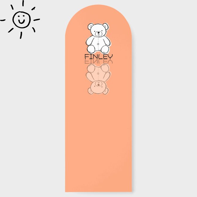 Cute Pink Teddy Bear Reflection Doodle Custom Name Bookmarks (Creator Uploaded)