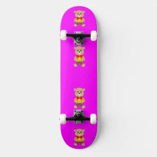 Cute Pink Teddy Bear Skateboard