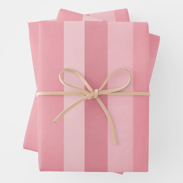 Cute Pink Textured Stripes Pattern Wrapping Paper Sheets (In situ)