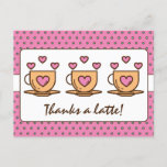 Cute Pink Thanks A Latte Coffee Thank You Postcard