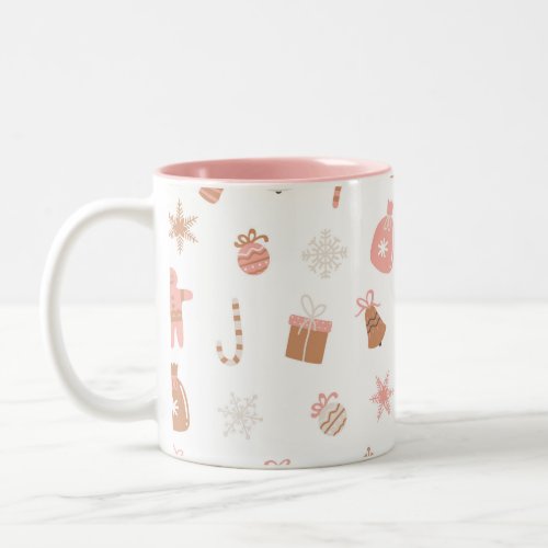 Cute Pink Themed Christmas Two_Tone Coffee Mug