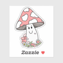 Cute Pink Toadstool Sticker