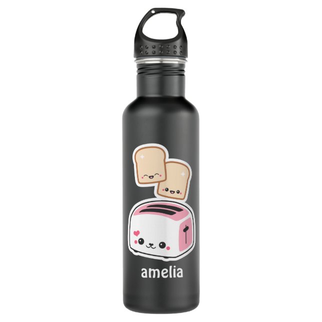 Cute Pink Toaster Stainless Steel Water Bottle (Front)