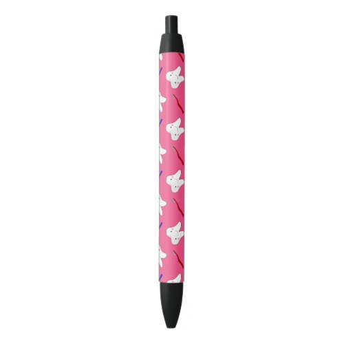 Cute pink toothburshes and teeth pattern black ink pen