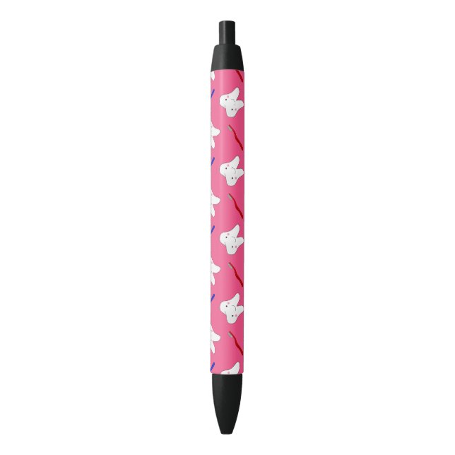 Cute pink toothburshes and teeth pattern pen (Front Vertical)