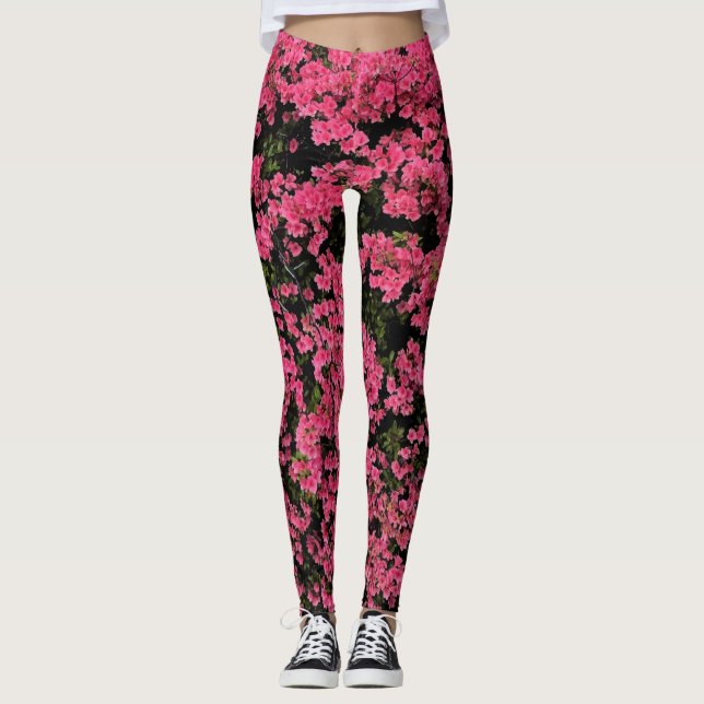 Cute Pink Tree Photo Pattern Girly Leggings (Front)
