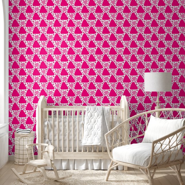 Cute Pink Triangle Repeat Pattern Wallpaper (Kids)