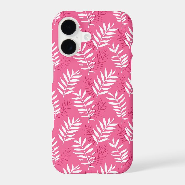 Cute pink Tropical beach leaf pattern  Case-Mate iPhone Case (Back)