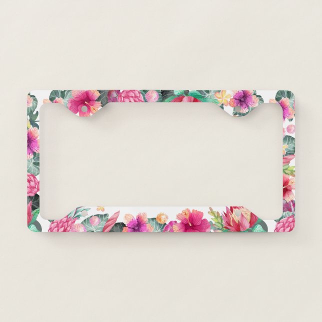 Cute pink tropical floral and foliage frame (Front)