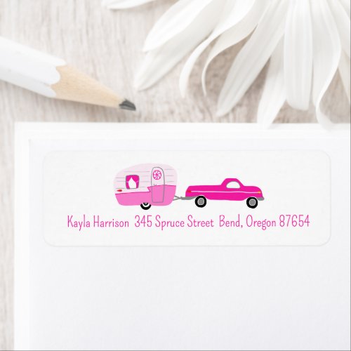 Cute Pink Truck  Trailer Custom Return Address Label