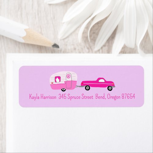 Cute Pink Truck  Trailer Custom Return Address Label