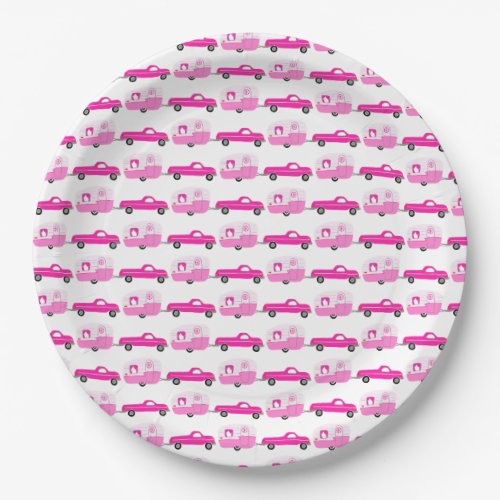 Cute Pink Truck  Trailer RV Adventure  Paper Plates