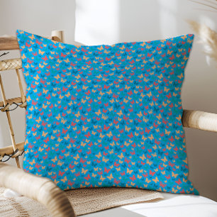 Cute pink turquoise teal butterfly pattern throw pillow