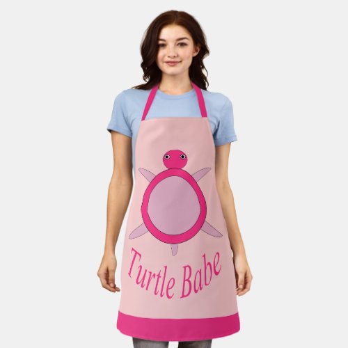 Cute Pink Turtle Babe Apron